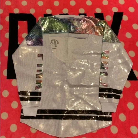 Victoria’s Secret Pink Limited Release Full Sequin Crewneck Sweater- Medium - Picture 12 of 14